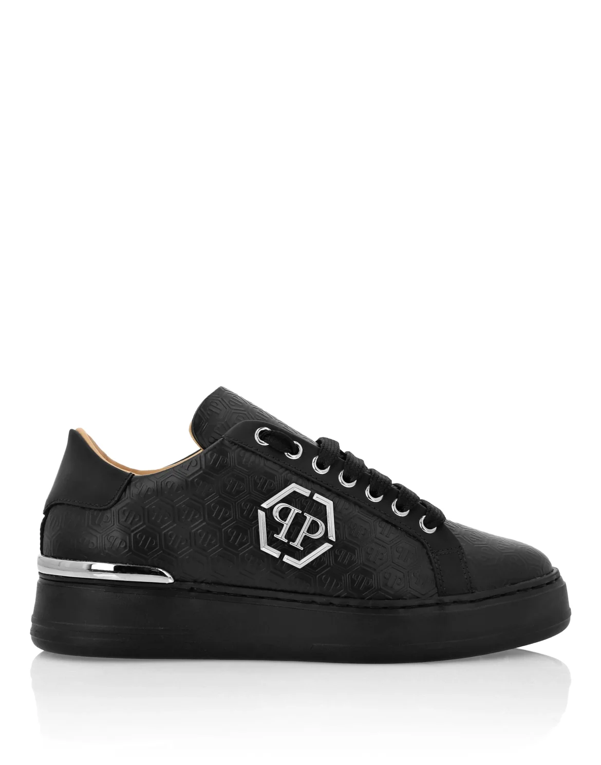 Nappa Leather Lo-Top Sneakers Monogram, цвет: Черный