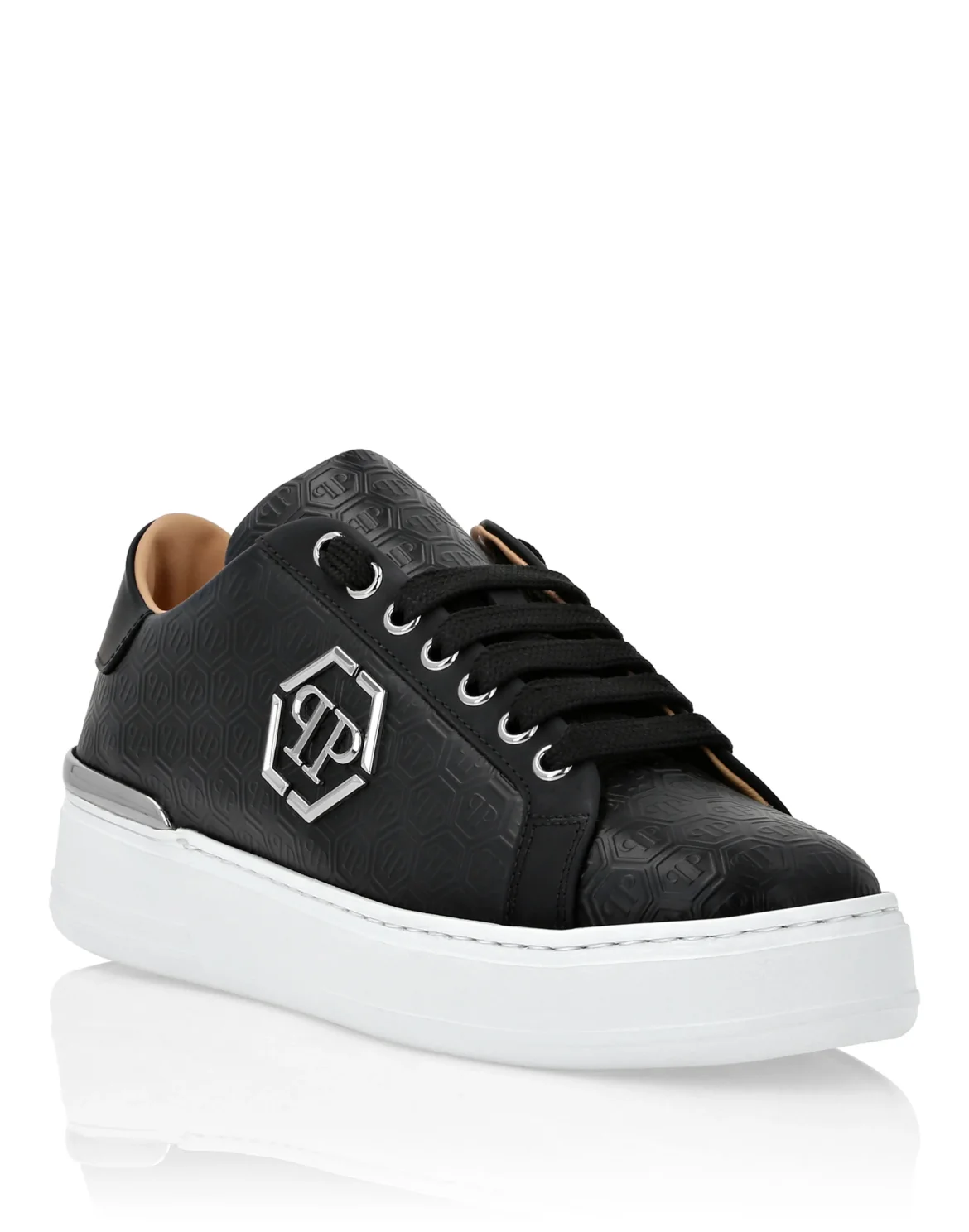 Nappa Leather Lo-Top Sneakers Monogram, цвет: Черный