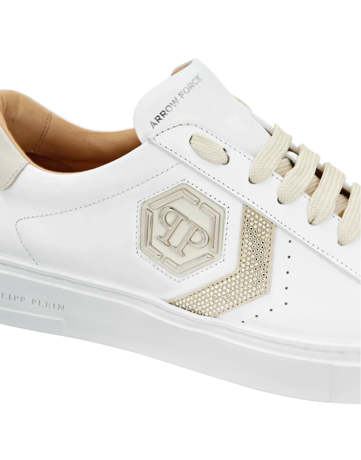 Lo-Top Leather Arrow Force Strass Sneakers, цвет: Бежевый