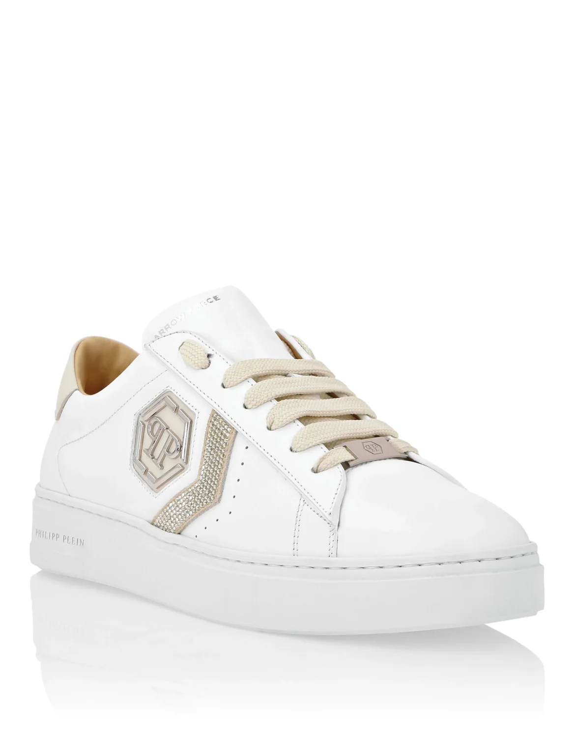Lo-Top Leather Arrow Force Strass Sneakers, цвет: Бежевый
