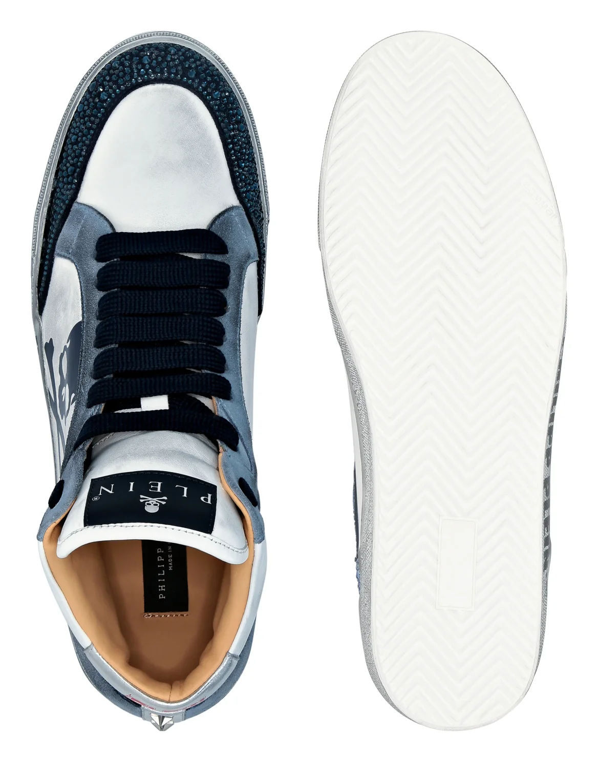 Nappa Leather Hi-Top Sneakers Strass Retrokickz TM, цвет: Белый