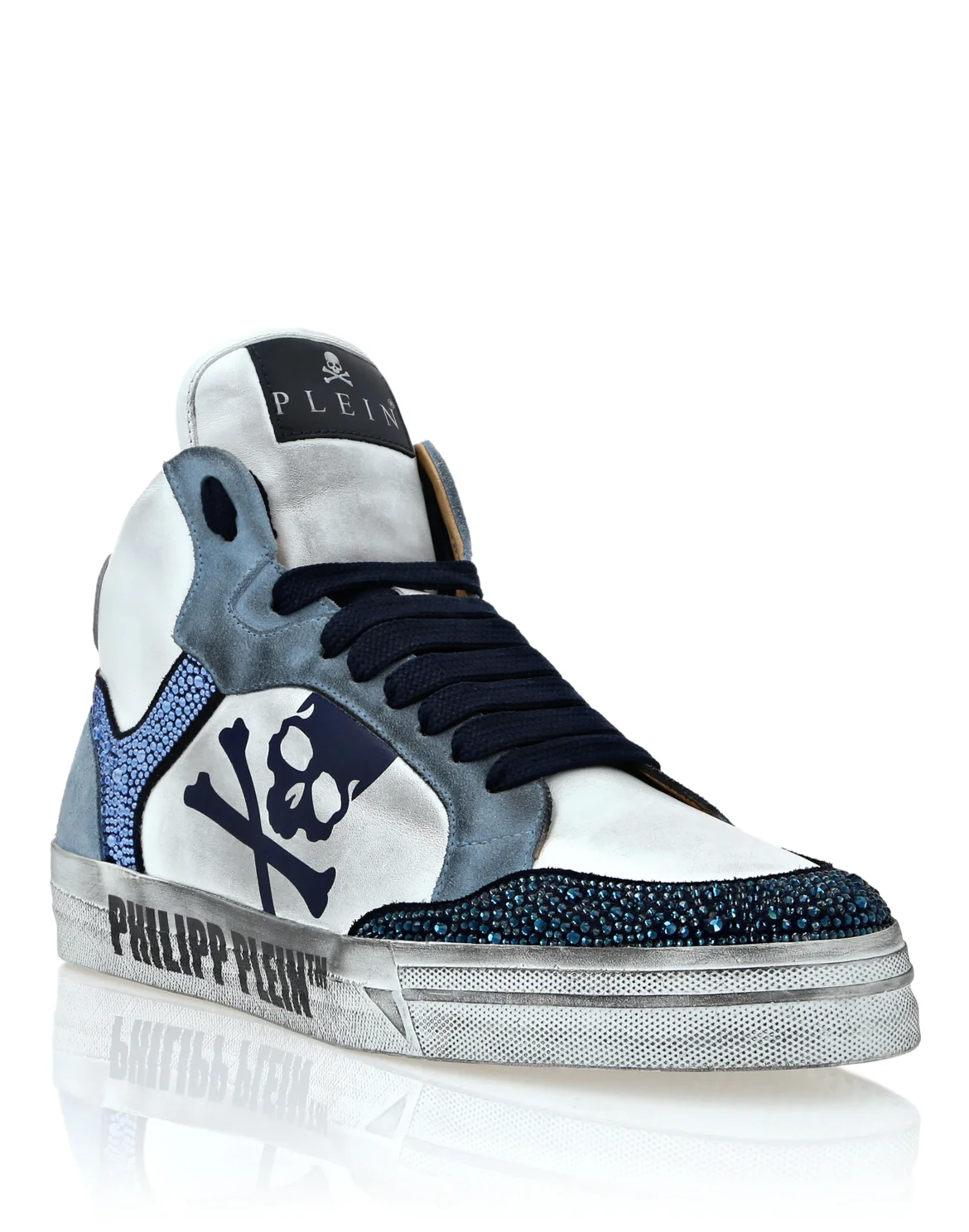 Nappa Leather Hi-Top Sneakers Strass Retrokickz TM, цвет: Белый