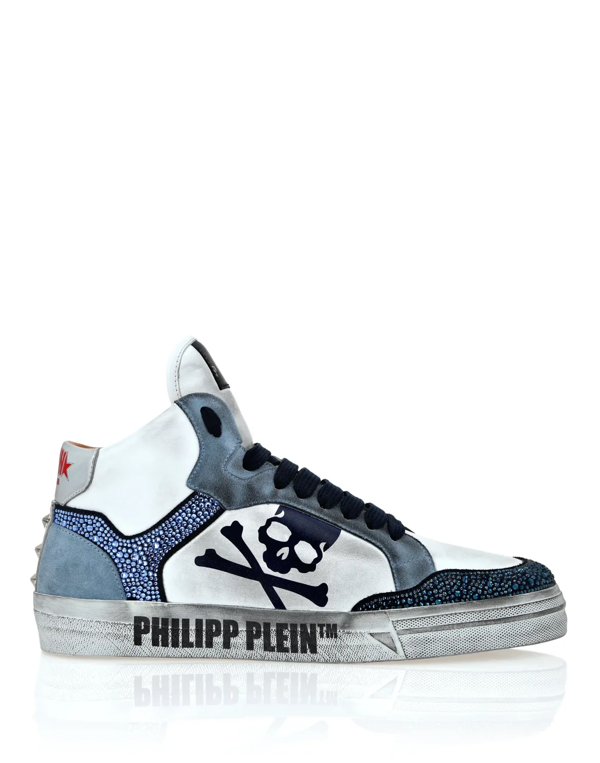 Nappa Leather Hi-Top Sneakers Strass Retrokickz TM, цвет: Белый