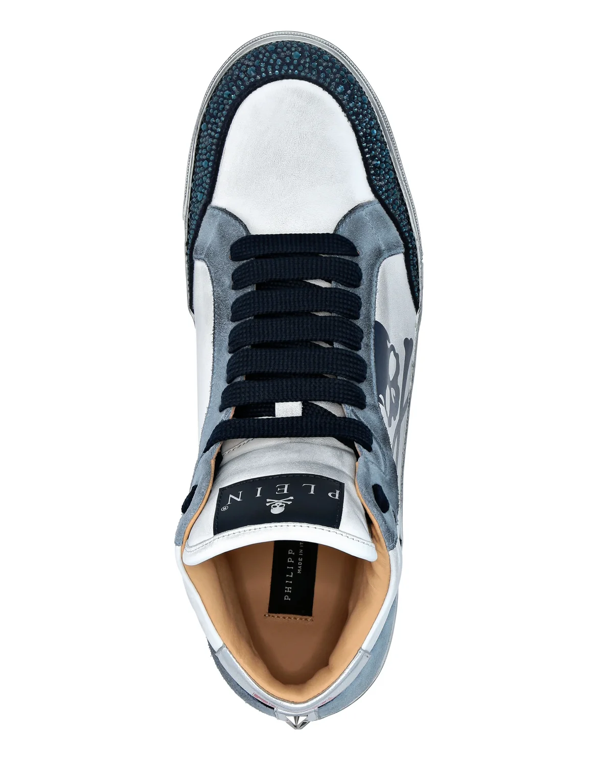 Nappa Leather Hi-Top Sneakers Strass Retrokickz TM, цвет: Белый