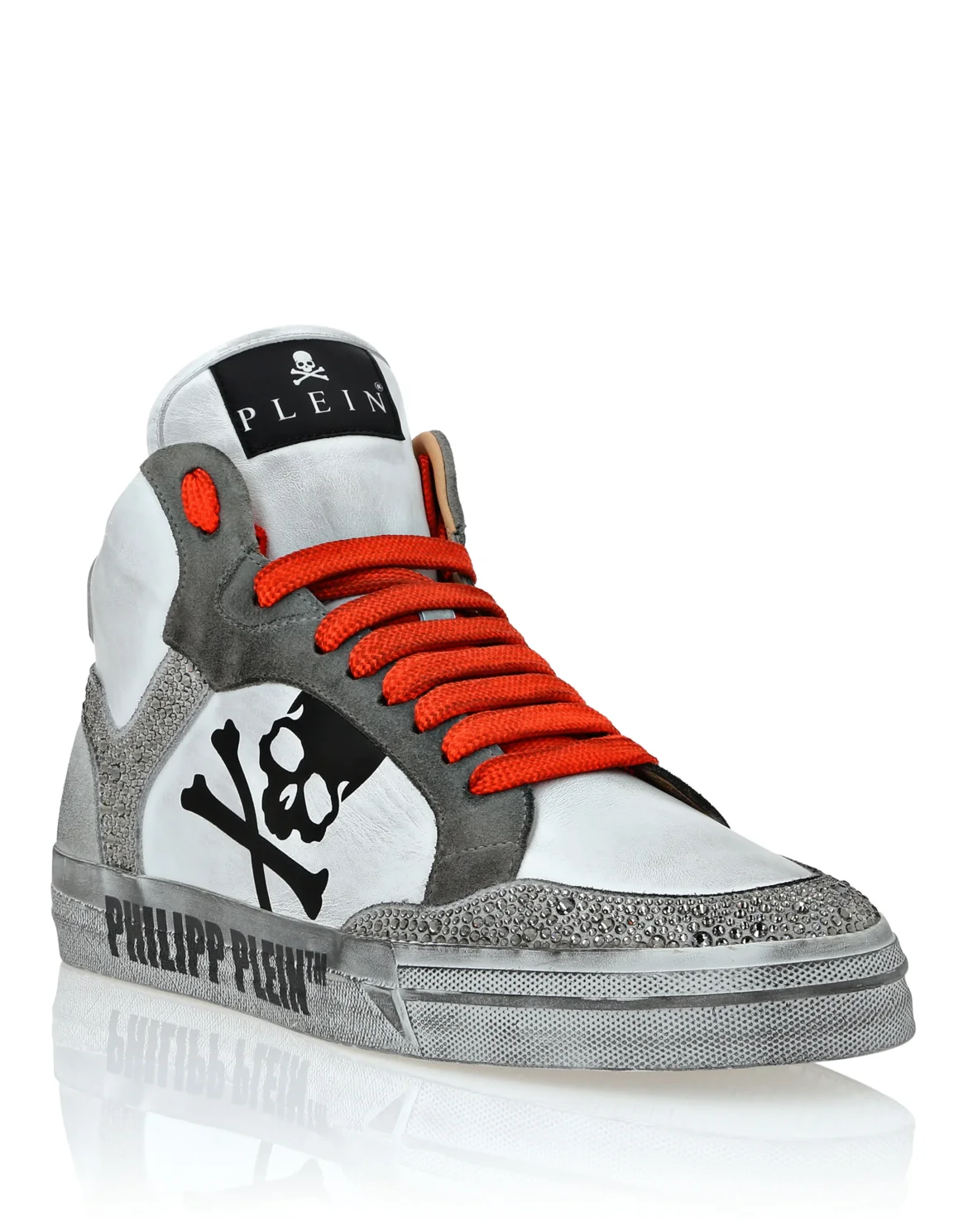 Nappa Leather Hi-Top Sneakers Strass Retrokickz TM, цвет: Оранжевый