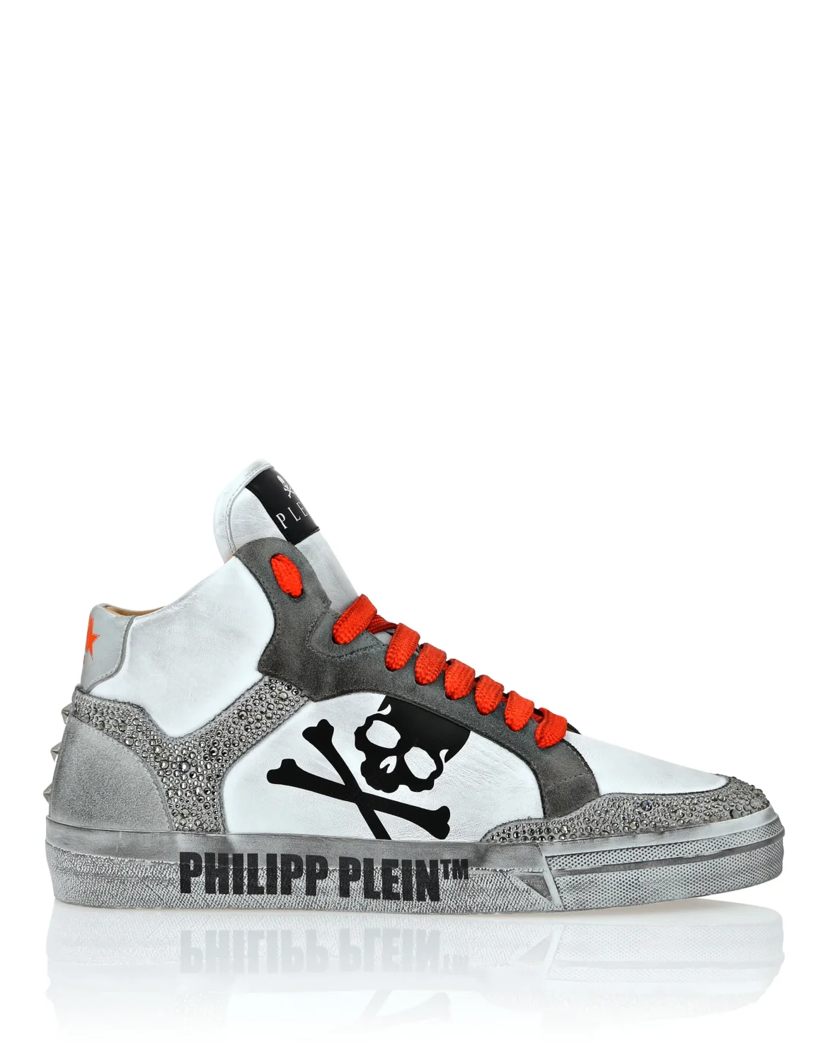 Nappa Leather Hi-Top Sneakers Strass Retrokickz TM, цвет: Оранжевый