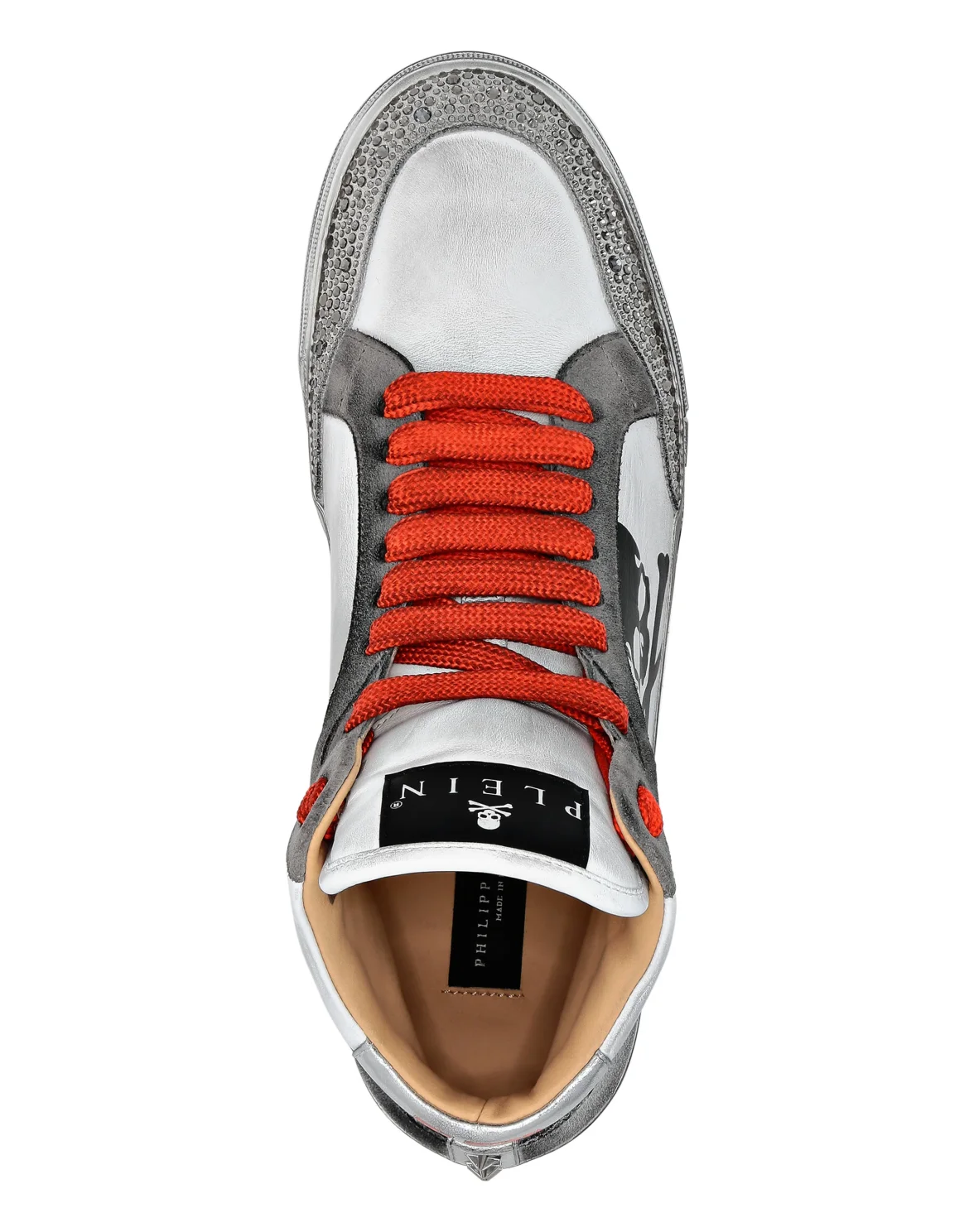 Nappa Leather Hi-Top Sneakers Strass Retrokickz TM, цвет: Оранжевый