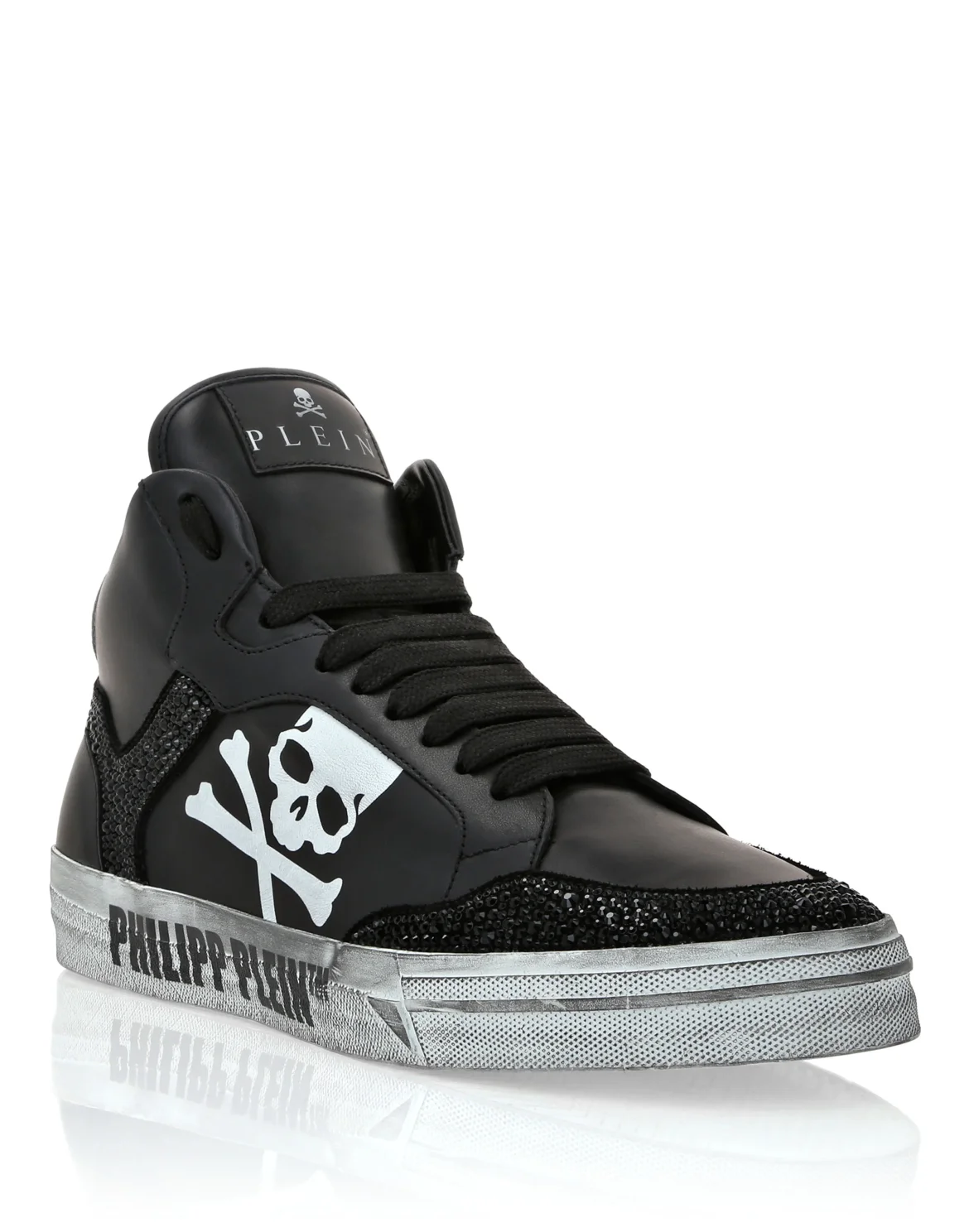 Nappa Leather Hi-Top Sneakers Strass Retrokickz TM, цвет: Черный