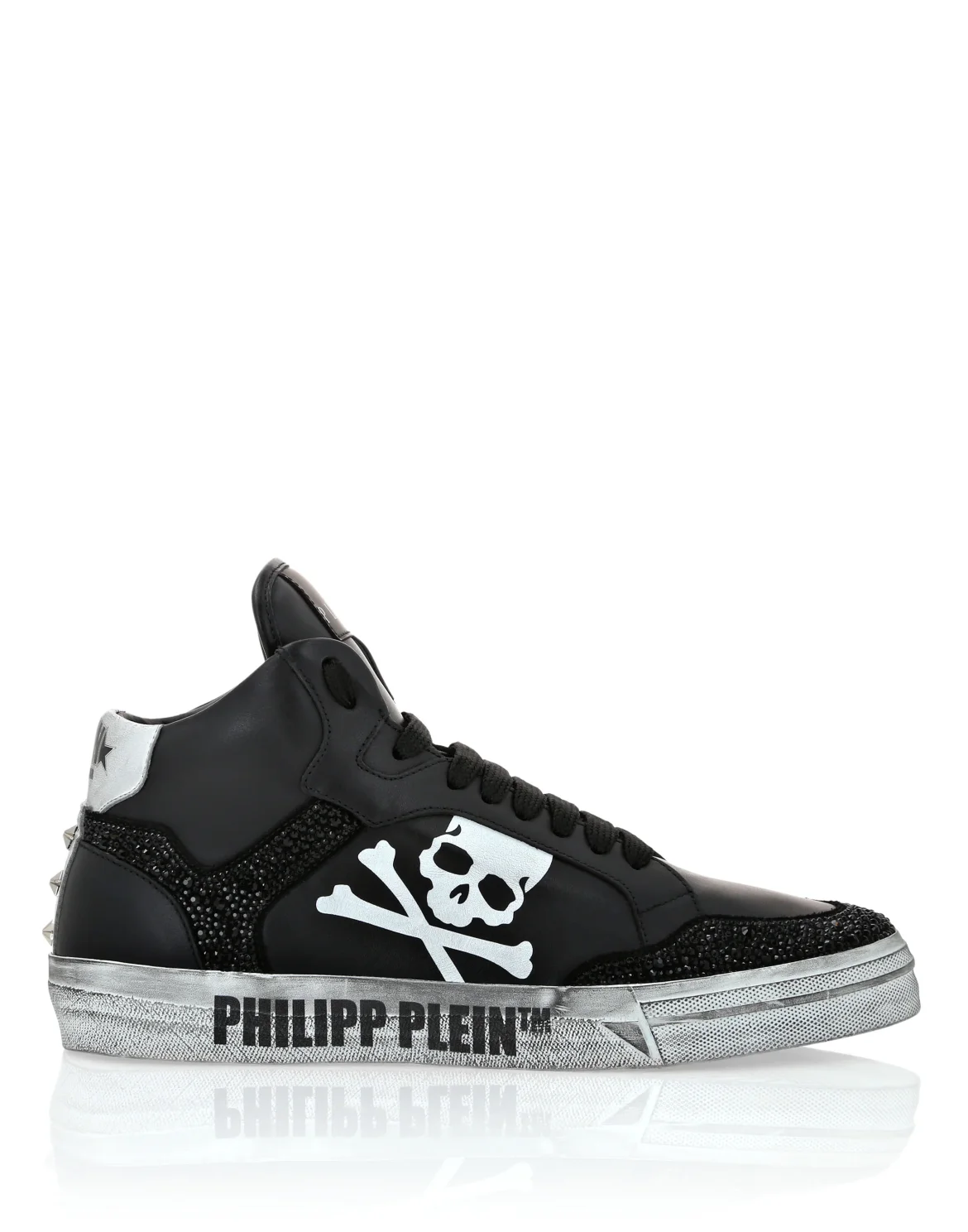 Nappa Leather Hi-Top Sneakers Strass Retrokickz TM, цвет: Черный