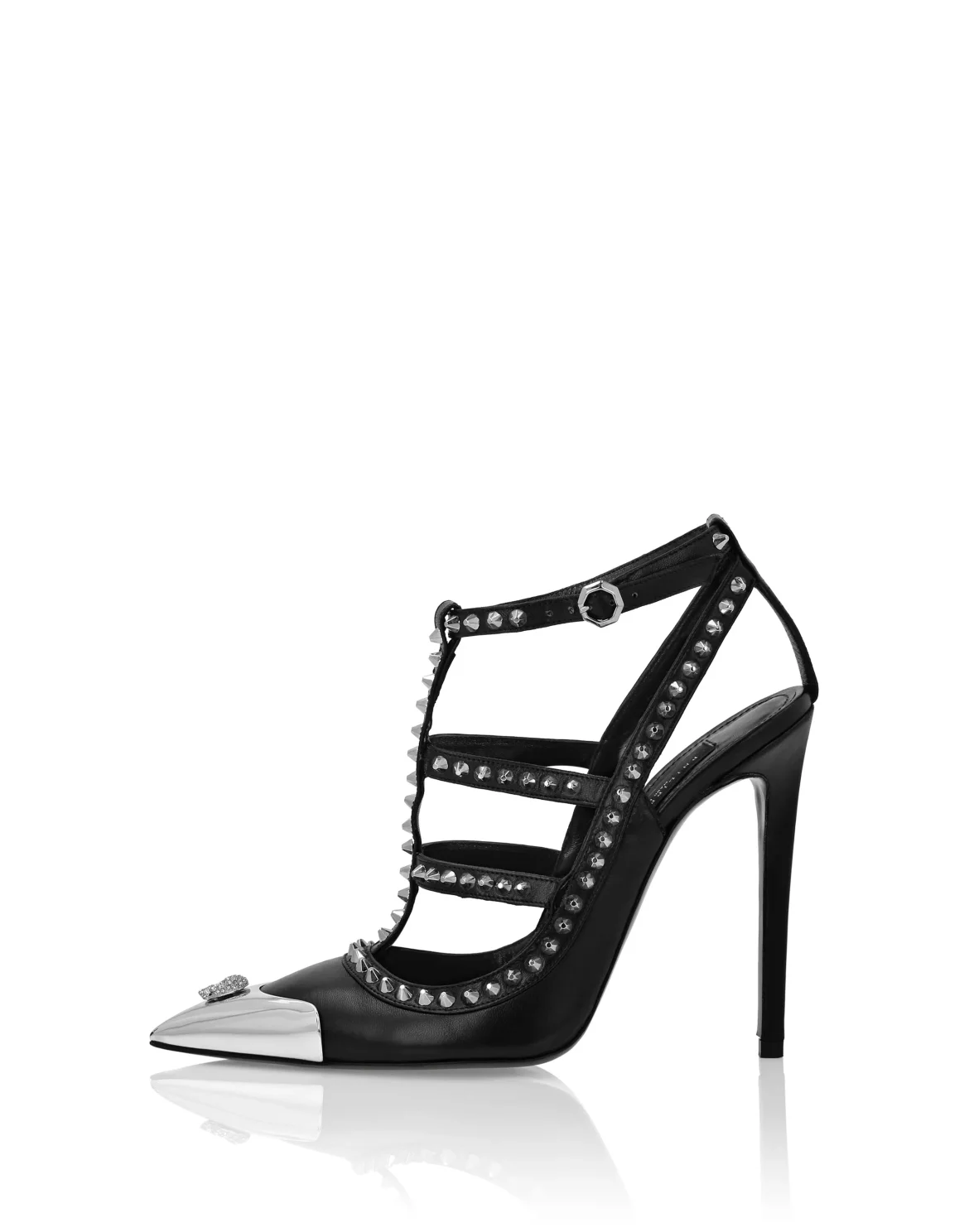 Nappa Leather Sandals High Heels Studs, цвет: Черный