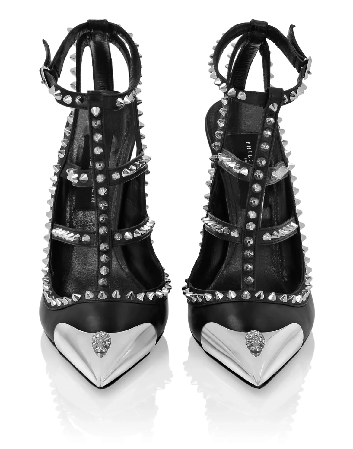 Nappa Leather Sandals High Heels Studs, цвет: Черный