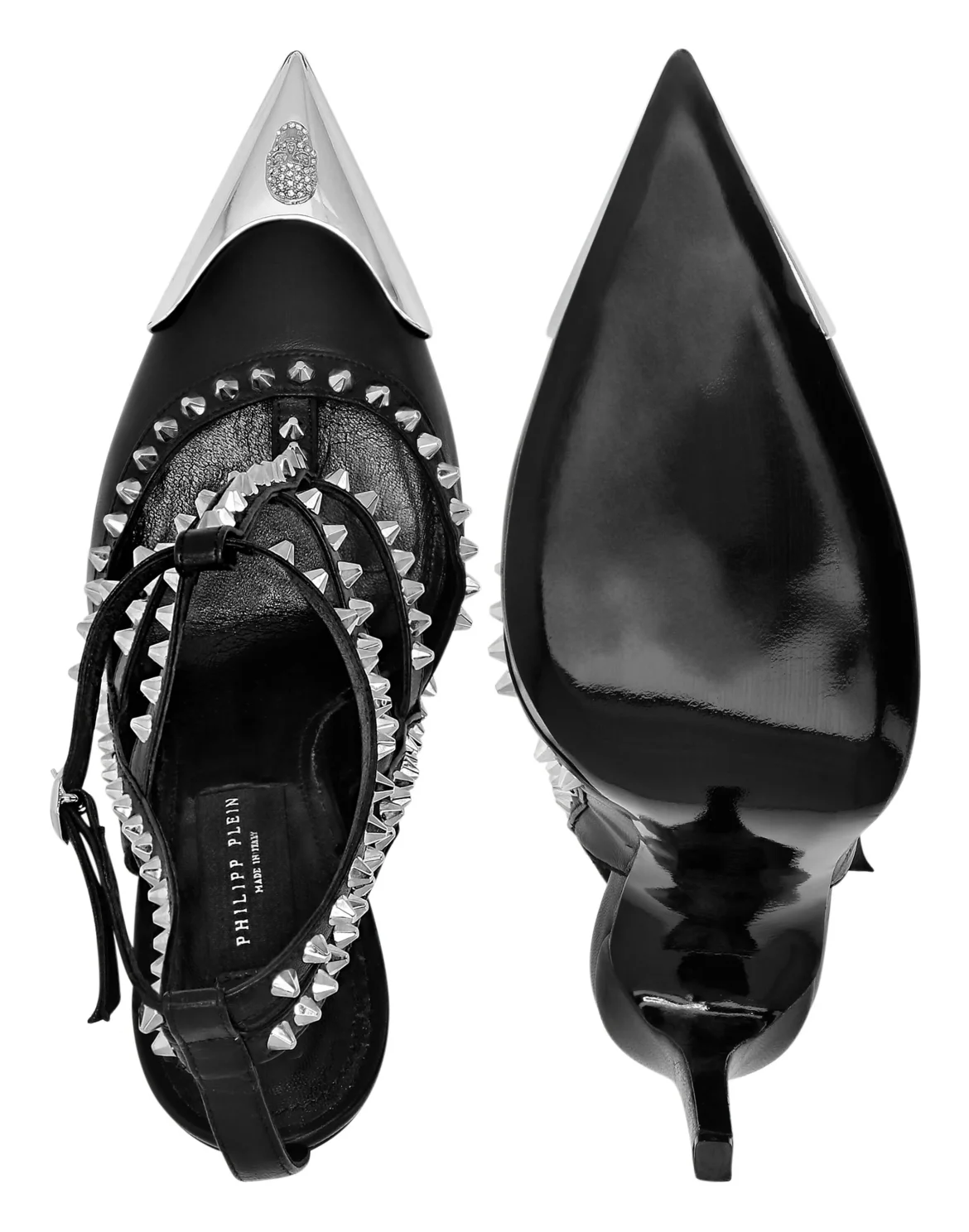 Nappa Leather Sandals High Heels Studs, цвет: Черный