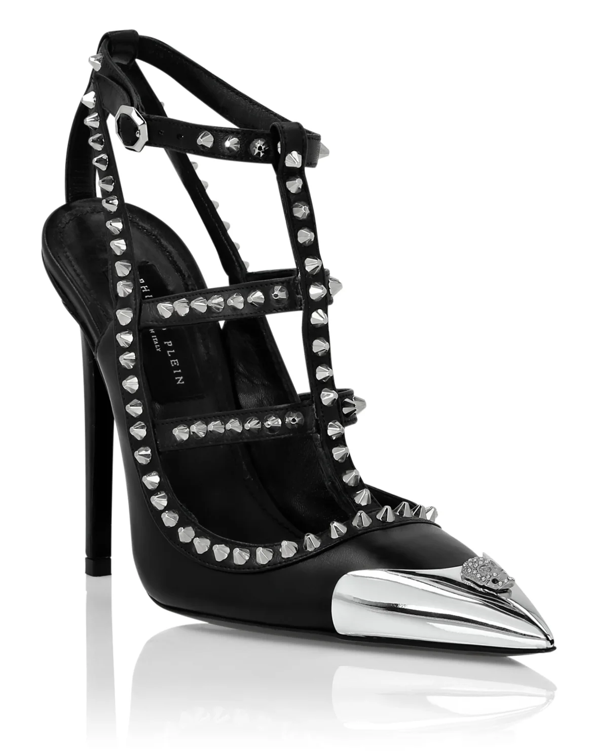 Nappa Leather Sandals High Heels Studs, цвет: Черный
