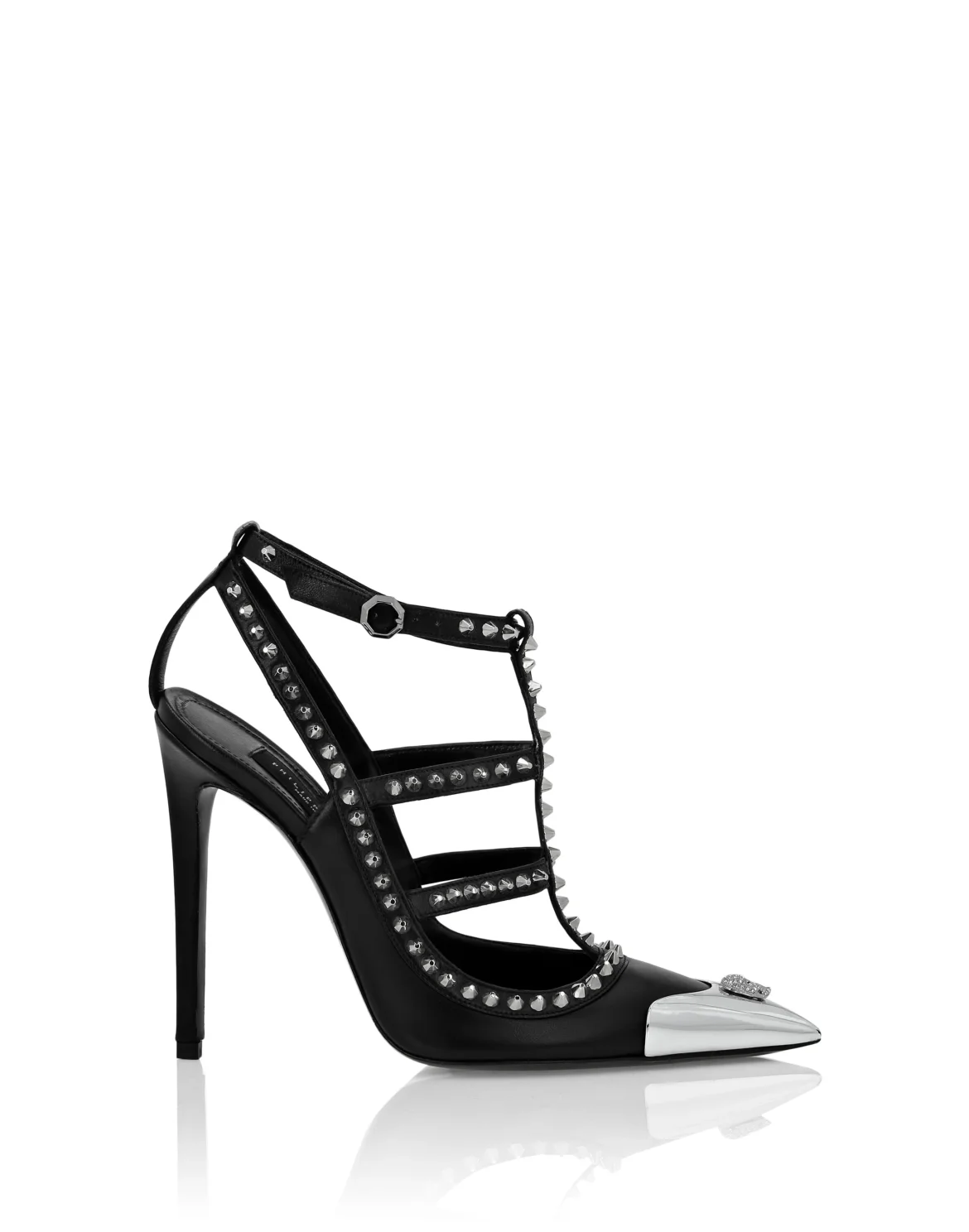 Nappa Leather Sandals High Heels Studs, цвет: Черный