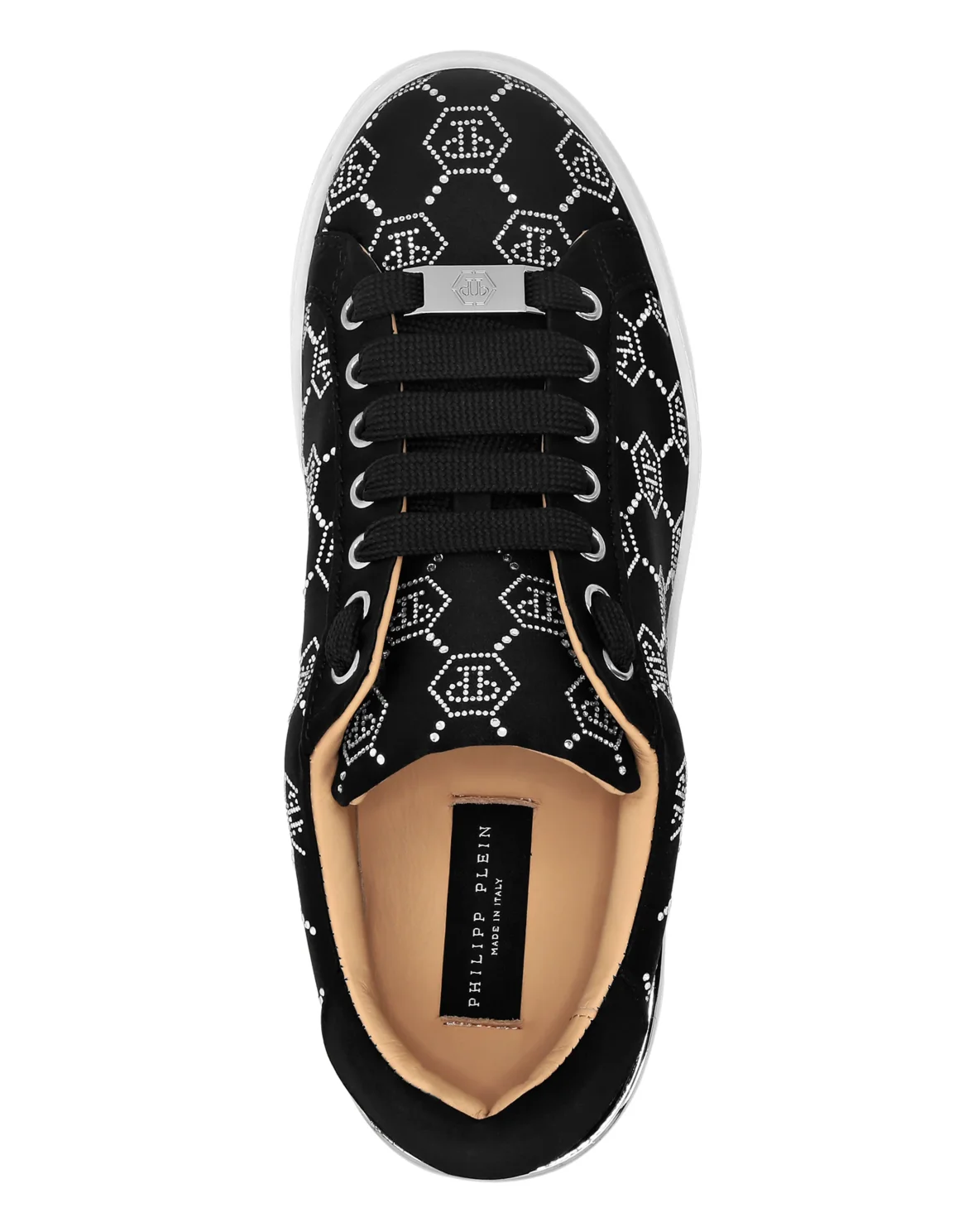 Satin Lo-Top Sneakers Strass Monogram, цвет: Черный