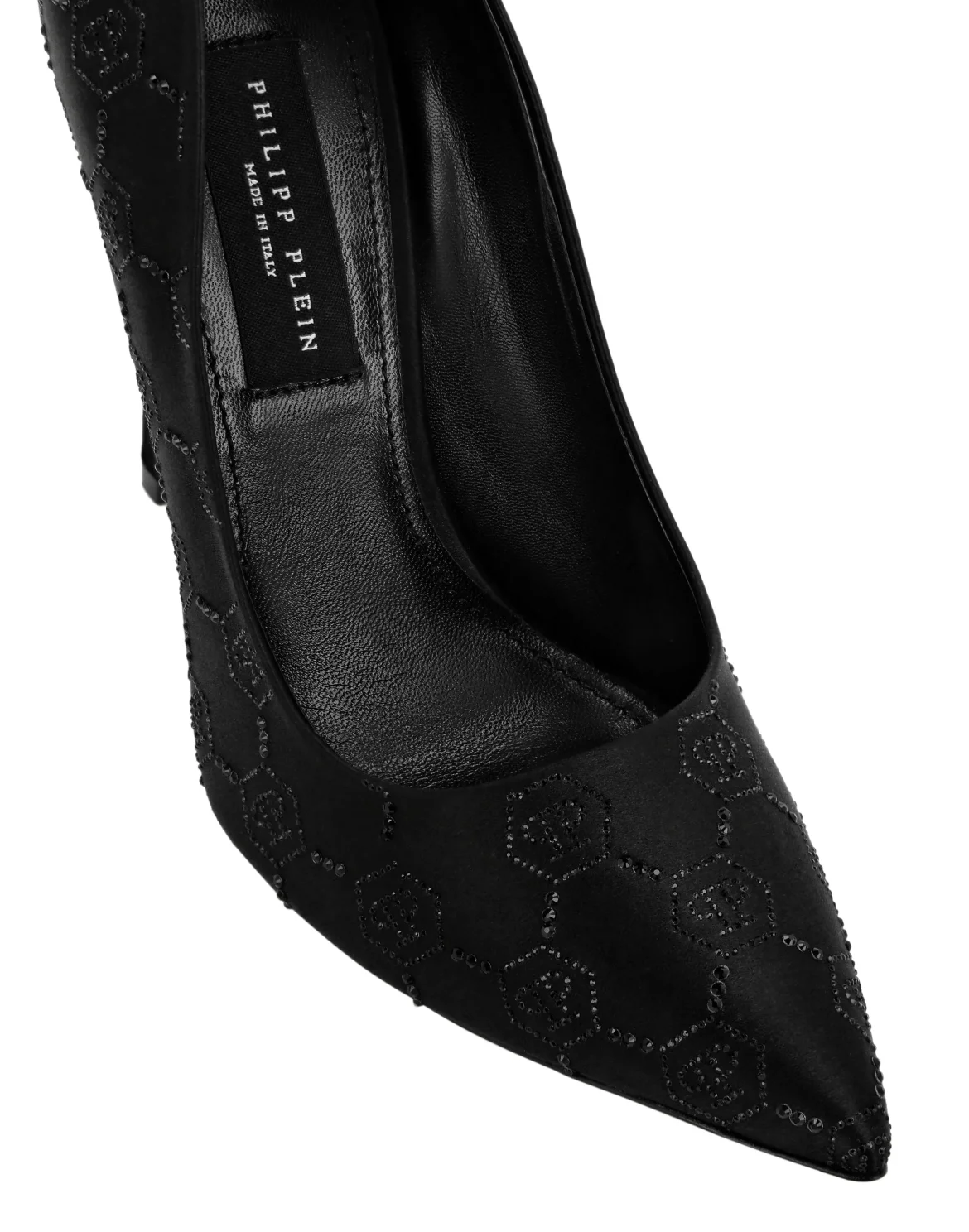 Satin Decollete Hi-Heels Strass Monogram, цвет: Черный