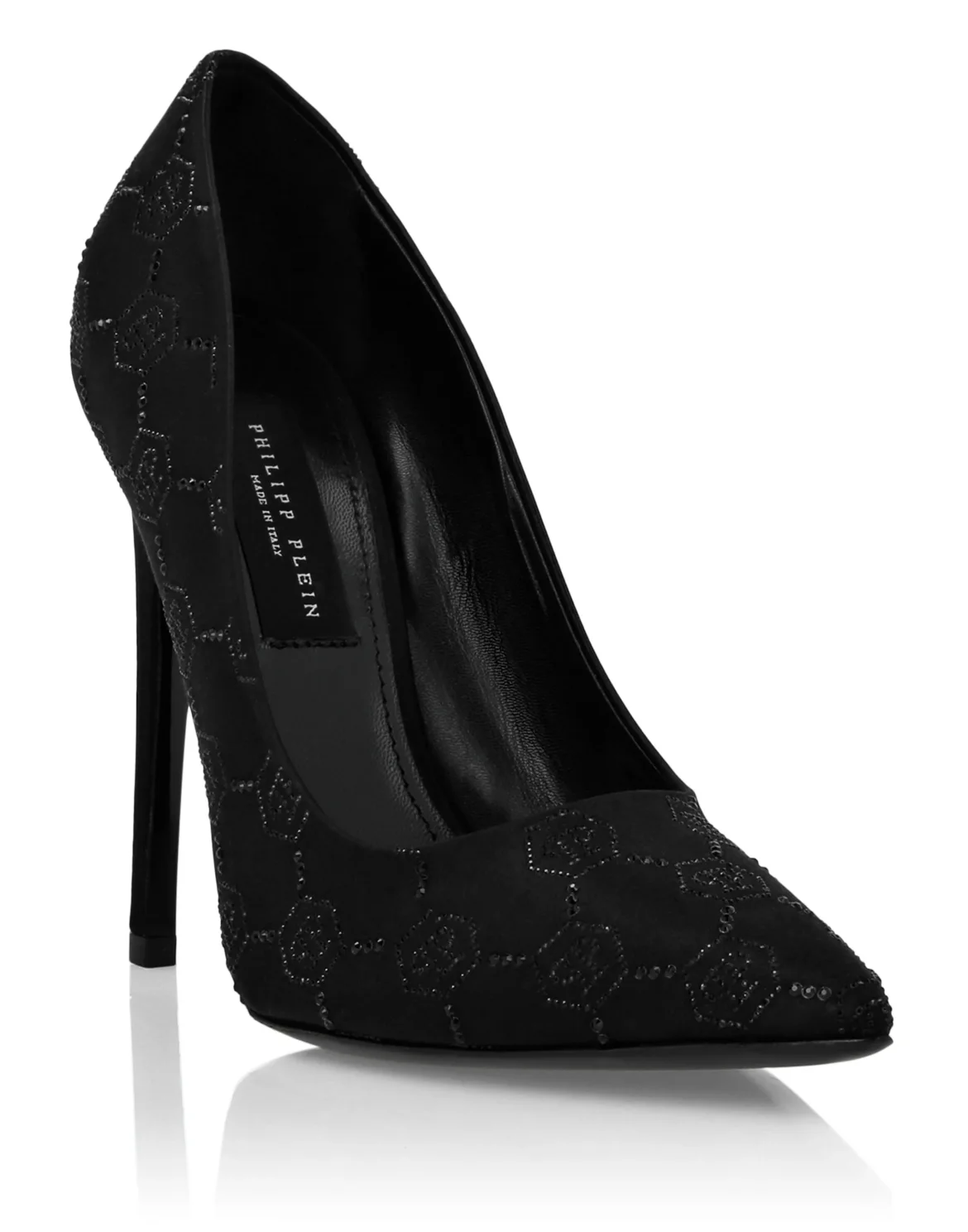 Satin Decollete Hi-Heels Strass Monogram, цвет: Черный