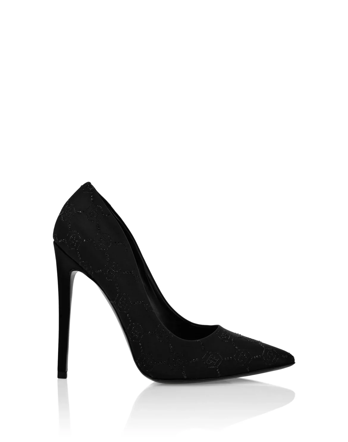 Satin Decollete Hi-Heels Strass Monogram, цвет: Черный