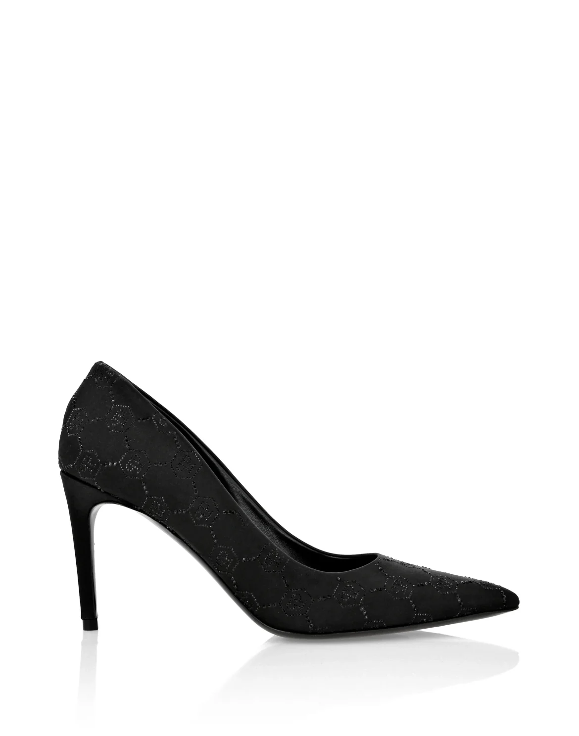 Satin Decollete Mid Heels Strass Monogram, цвет: Черный