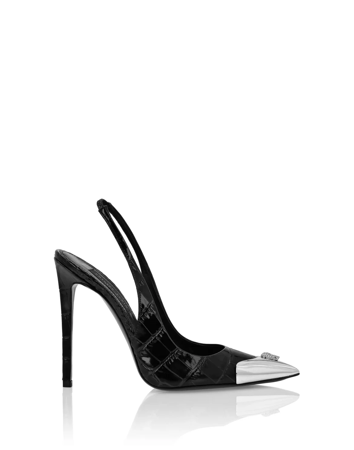 Crocco Slingback High Heels Shoes Skull strass, цвет: Черный