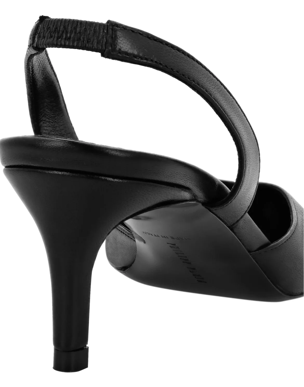 Nappa Leather Slingback Low Heels Shoes Skull strass, цвет: Черный