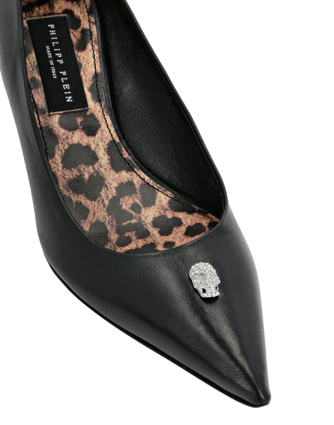Nappa Leather Decollete Low Heels Skull strass, цвет: Черный