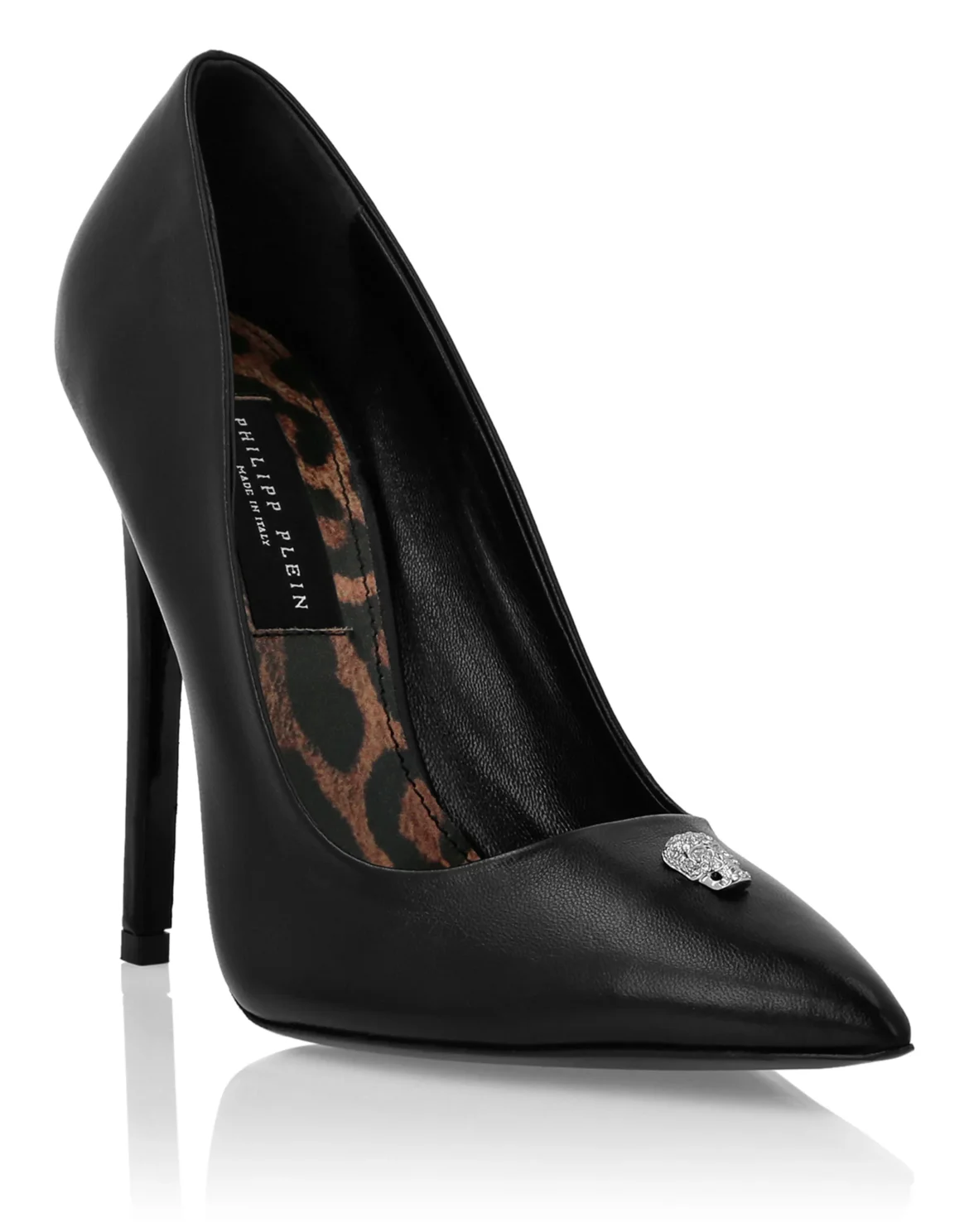 Nappa Leather Decollete Hi-Heels Skull strass, цвет: Черный
