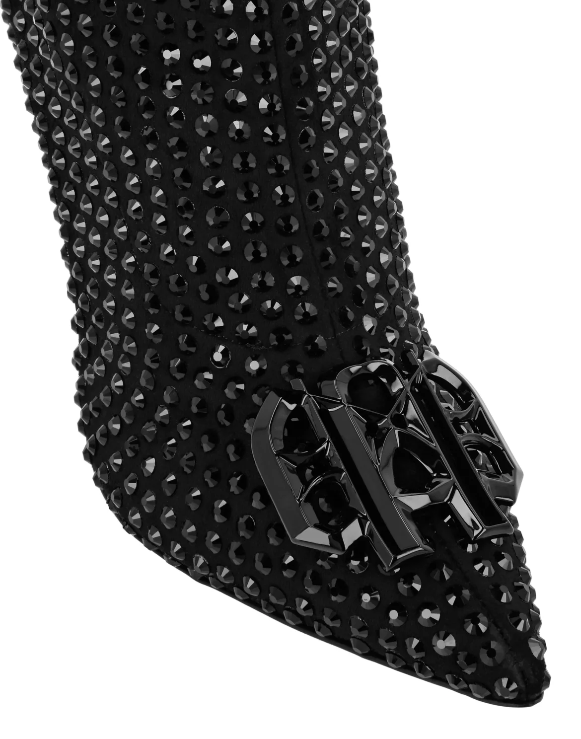 Suede Strass Boots Hi-Heels Overknees Gothic Plein, цвет: Черный