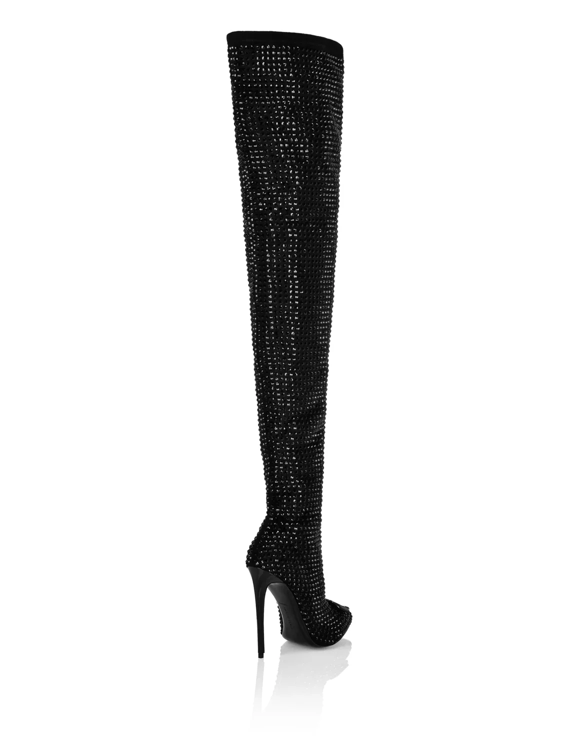 Suede Strass Boots Hi-Heels Overknees Gothic Plein, цвет: Черный