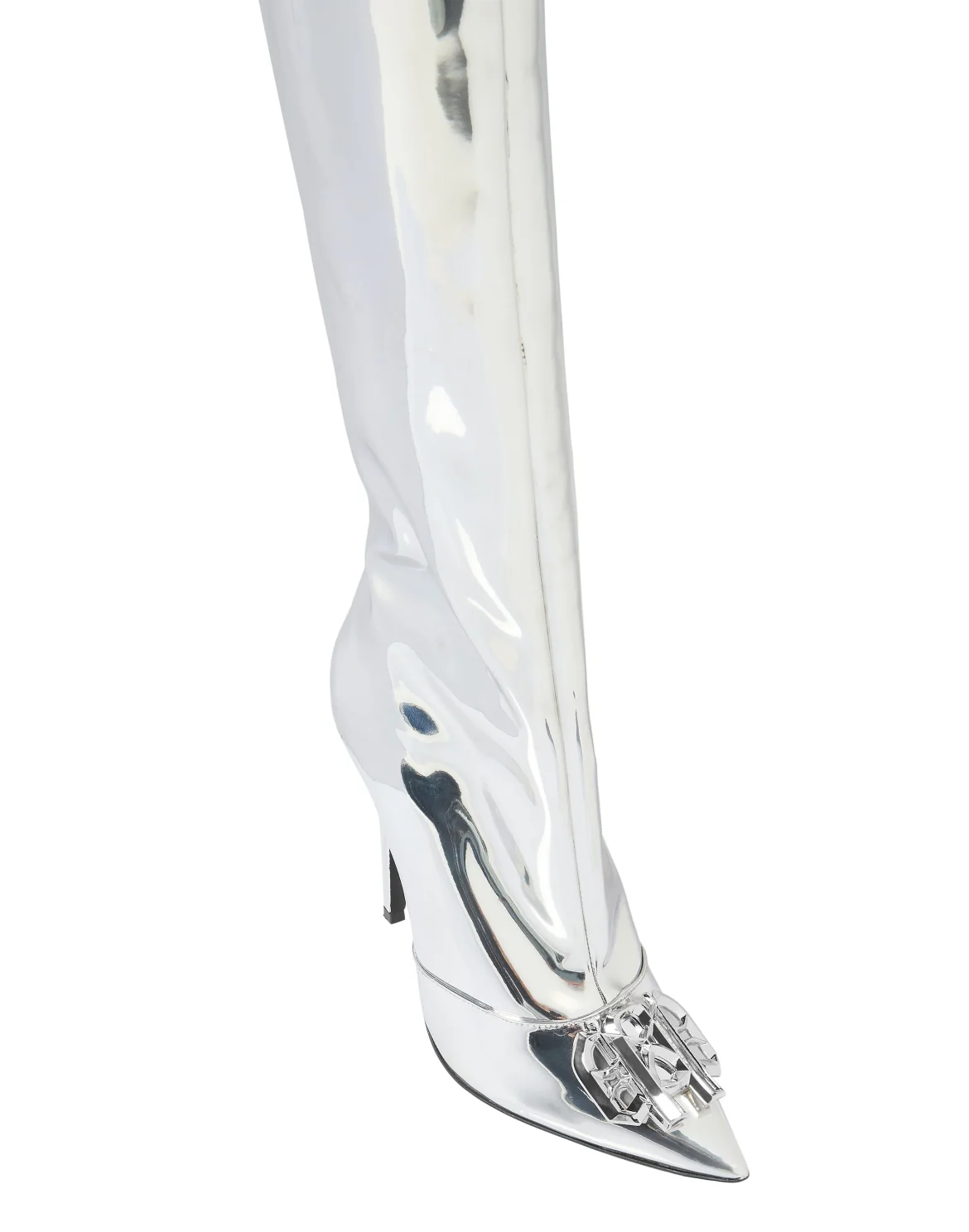 Mirror Boots Hi-Heels Overknees Gothic Plein, цвет: Серебристый