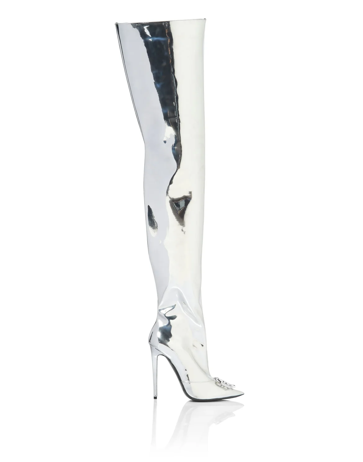 Mirror Boots Hi-Heels Overknees Gothic Plein, цвет: Серебристый