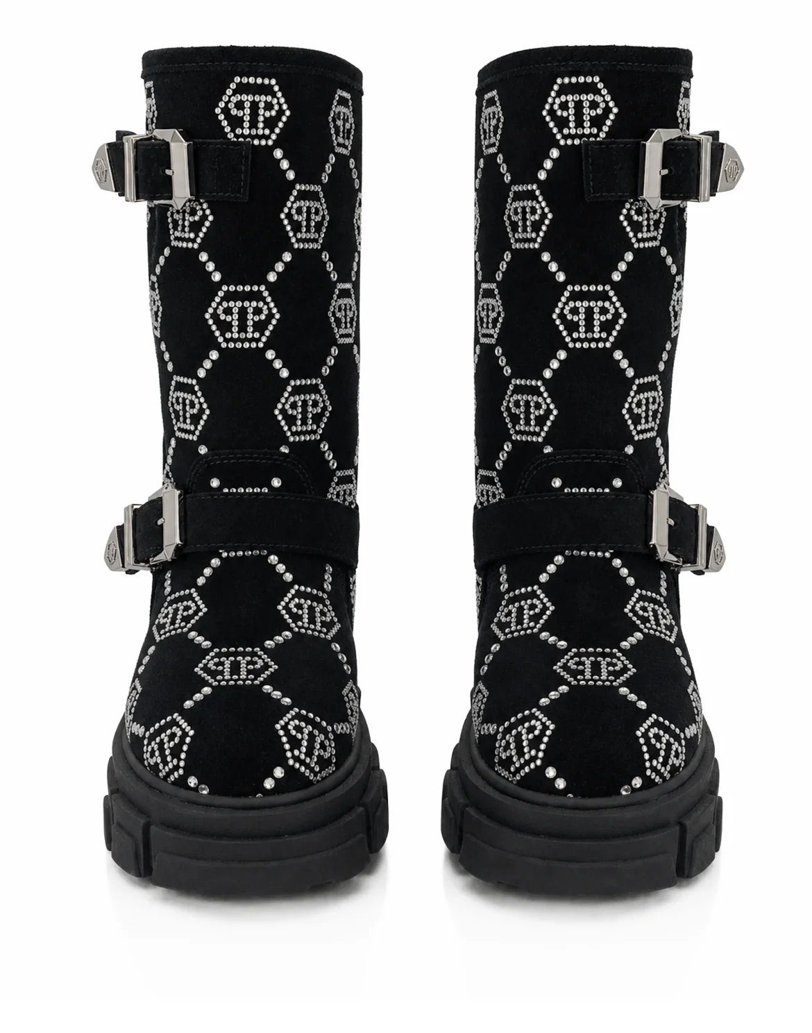 Suede Strass Boots Flat High Monogram, цвет: Черный