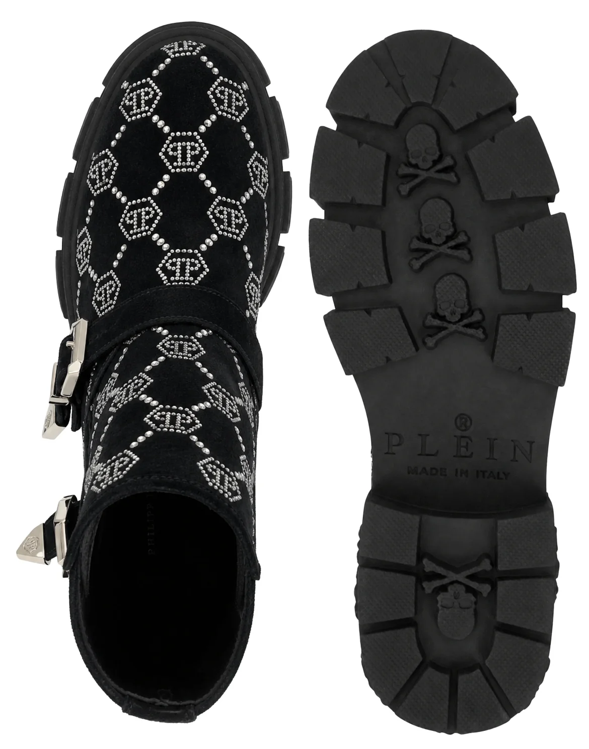 Suede Strass Boots Flat High Monogram, цвет: Черный
