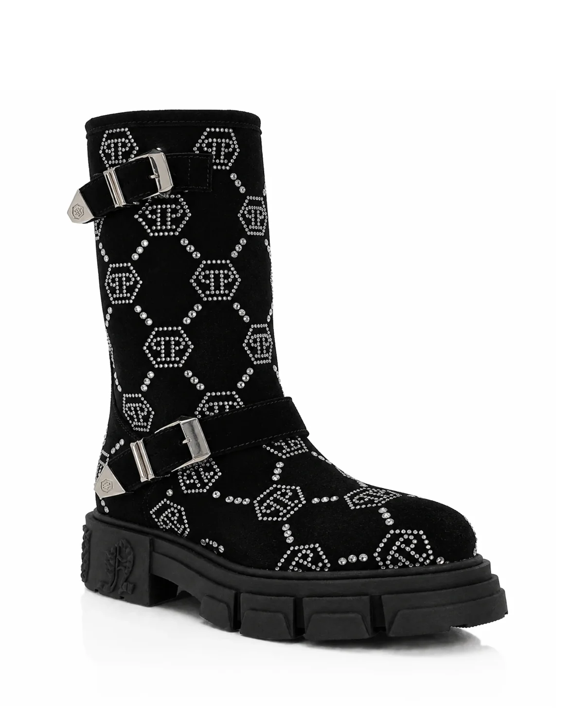 Suede Strass Boots Flat High Monogram, цвет: Черный