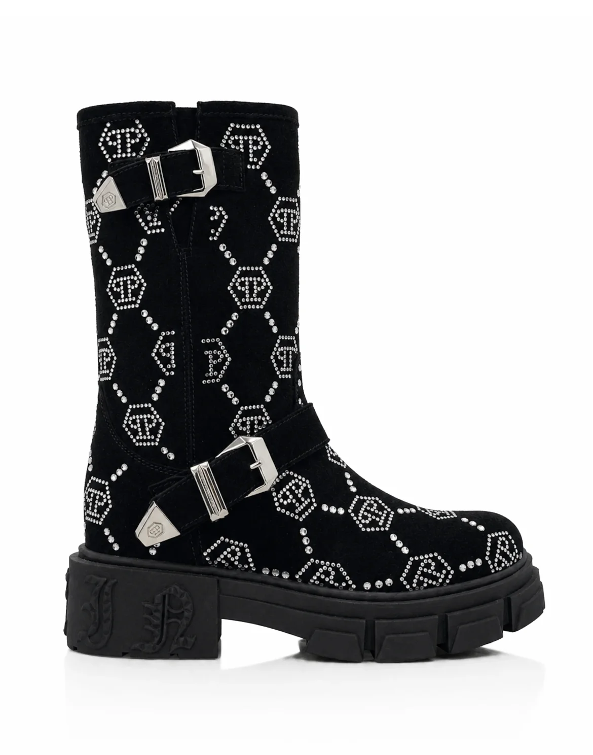 Suede Strass Boots Flat High Monogram, цвет: Черный