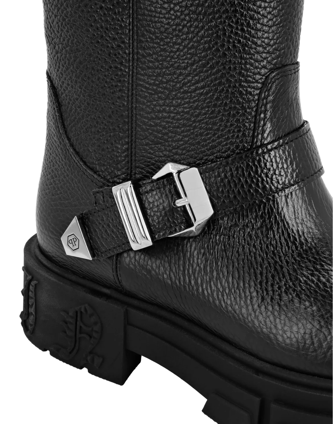 Deer Leather Boots Flat High Gothic Plein, цвет: Черный