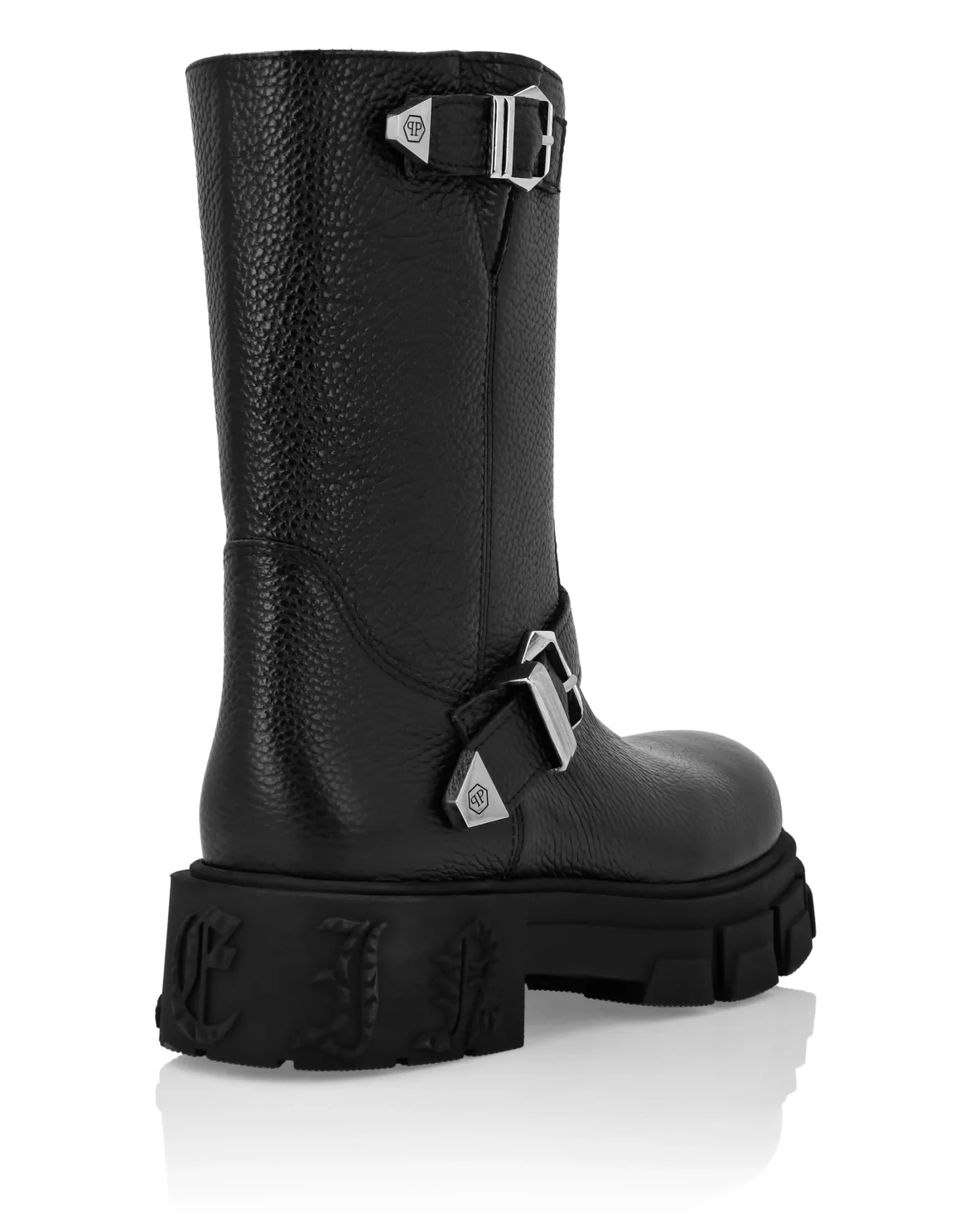 Deer Leather Boots Flat High Gothic Plein, цвет: Черный