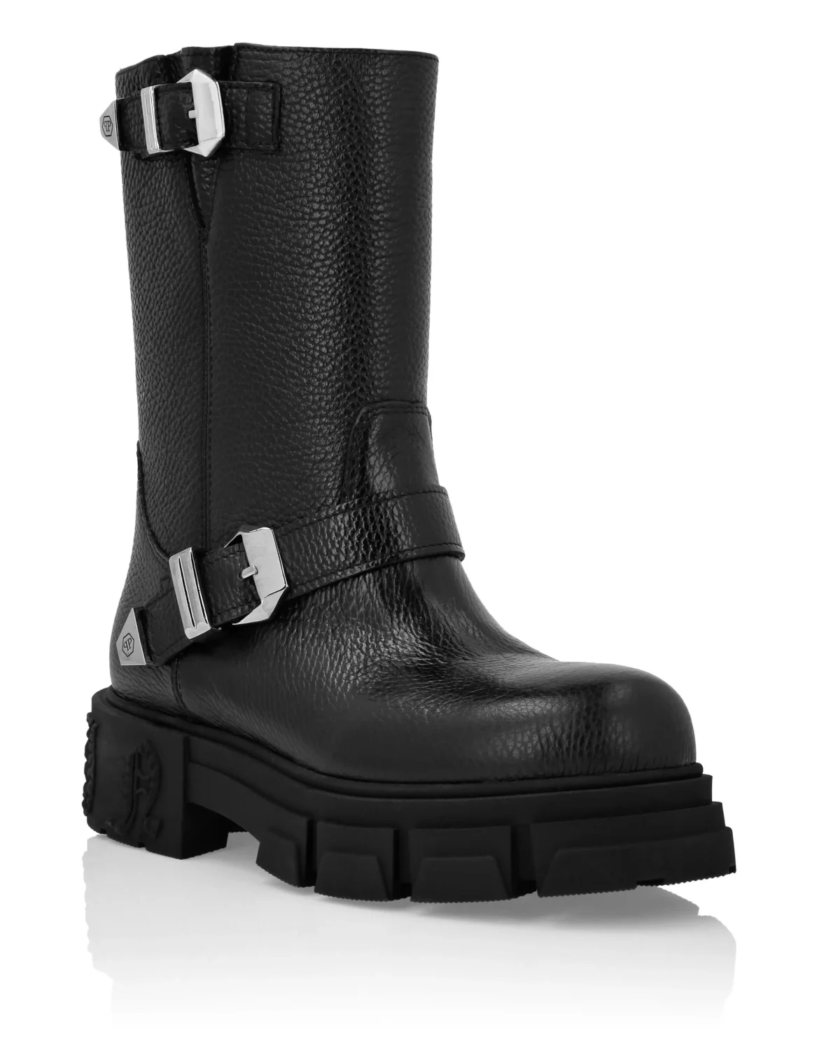 Deer Leather Boots Flat High Gothic Plein, цвет: Черный