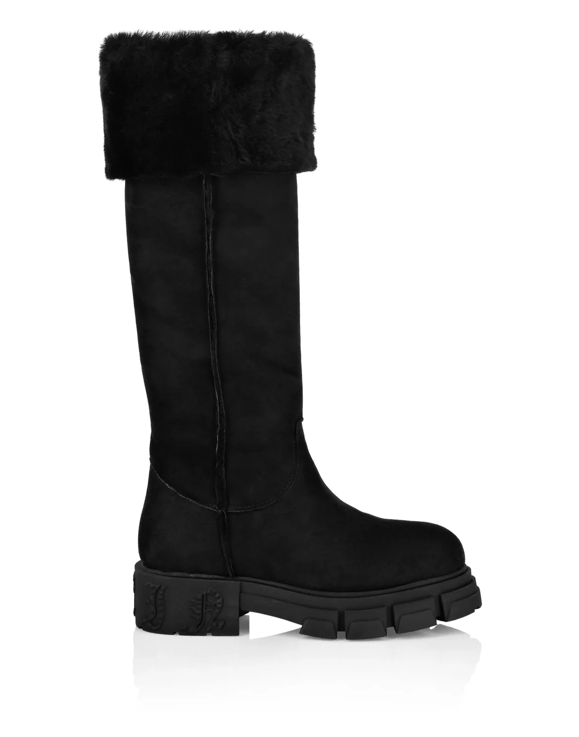 Shearling Boots Flat High Gothic Plein, цвет: Черный