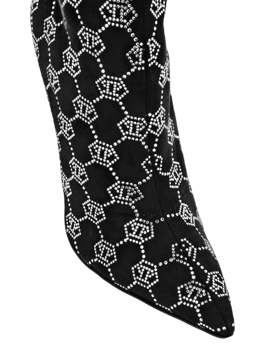 Suede Strass Boots Hi-Heels Overknees Strass Monogram, цвет: Черный