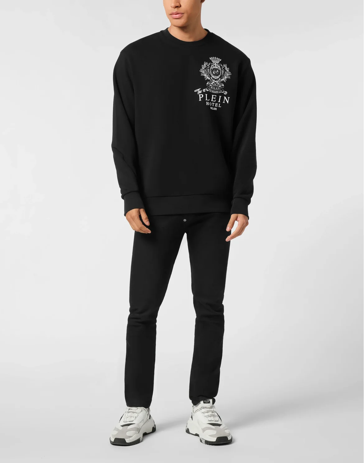 Fleece Round Neck Sweatshirt Plein Hotel, цвет: Черный