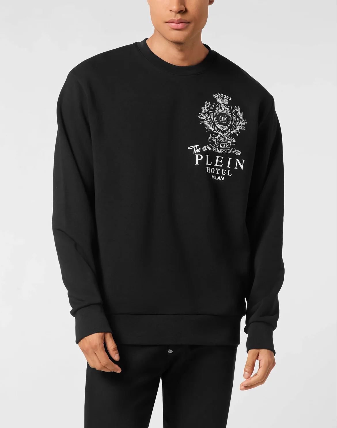 Fleece Round Neck Sweatshirt Plein Hotel, цвет: Черный