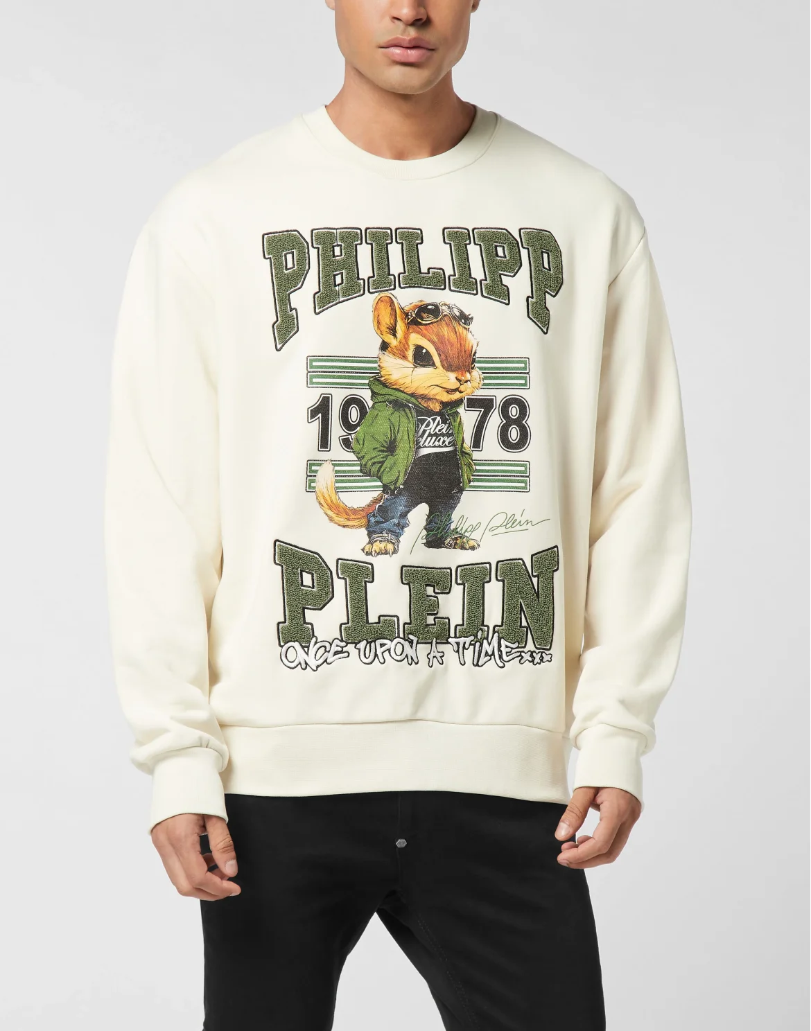 Round Neck Sweatshirt College Squirrel, цвет: Бежевый