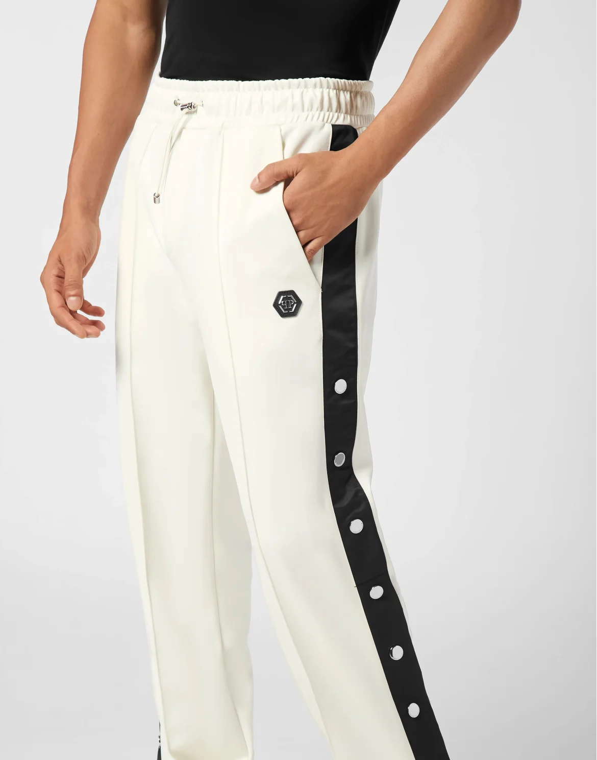 Buttoned-Up Tracksuit Trousers Plein Deluxe Signature, цвет: Бежевый