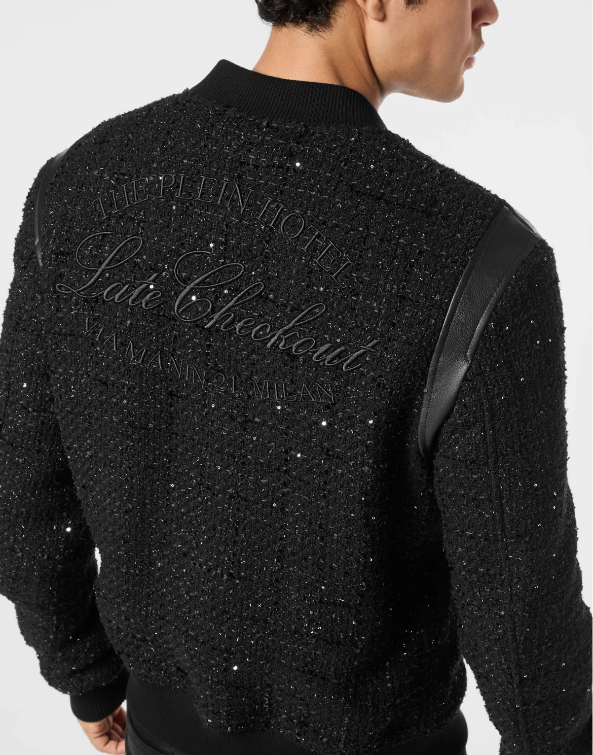 Embroidered Tweed Bomber Plein Hotel, цвет: Черный