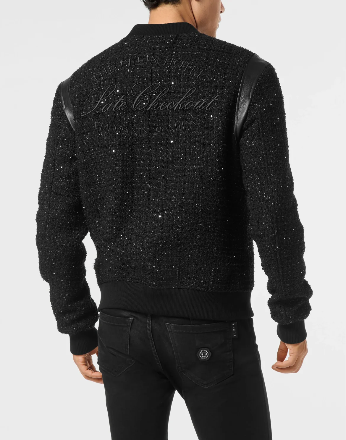 Embroidered Tweed Bomber Plein Hotel, цвет: Черный