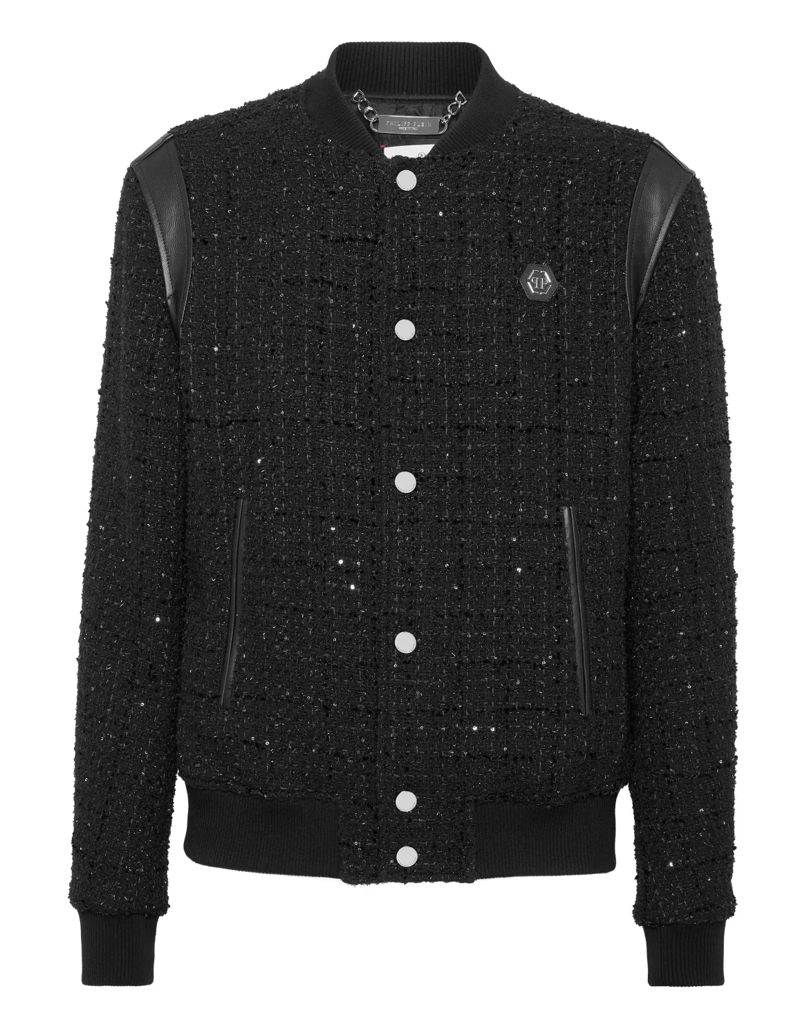 Embroidered Tweed Bomber Plein Hotel, цвет: Черный
