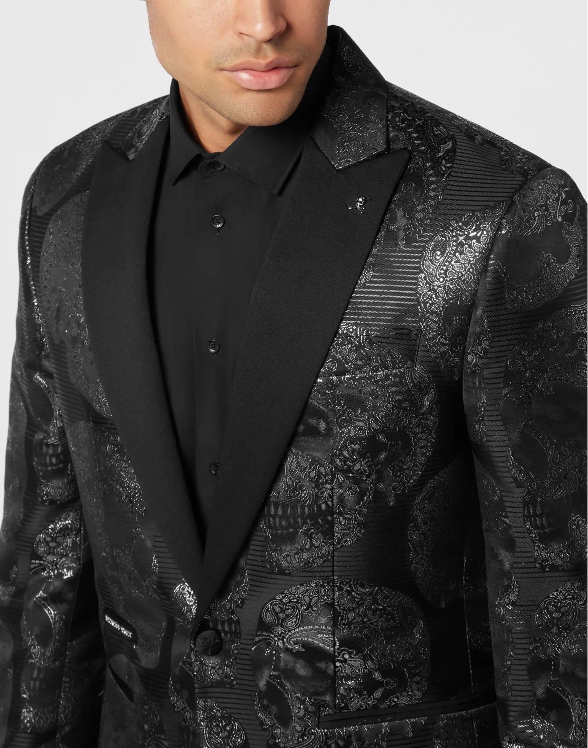 Jacquard Lord Fit Blazer All Over Skull, цвет: Черный