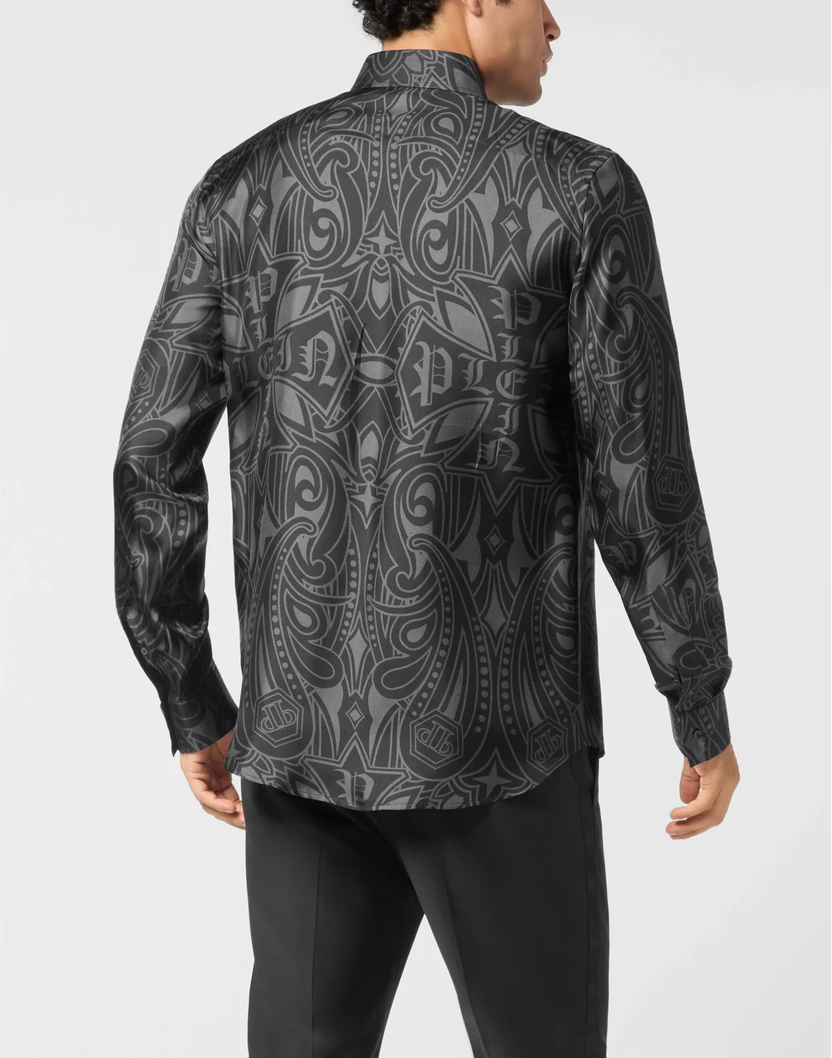 Printed Silk Shirt Gothic Plein, цвет: Черный