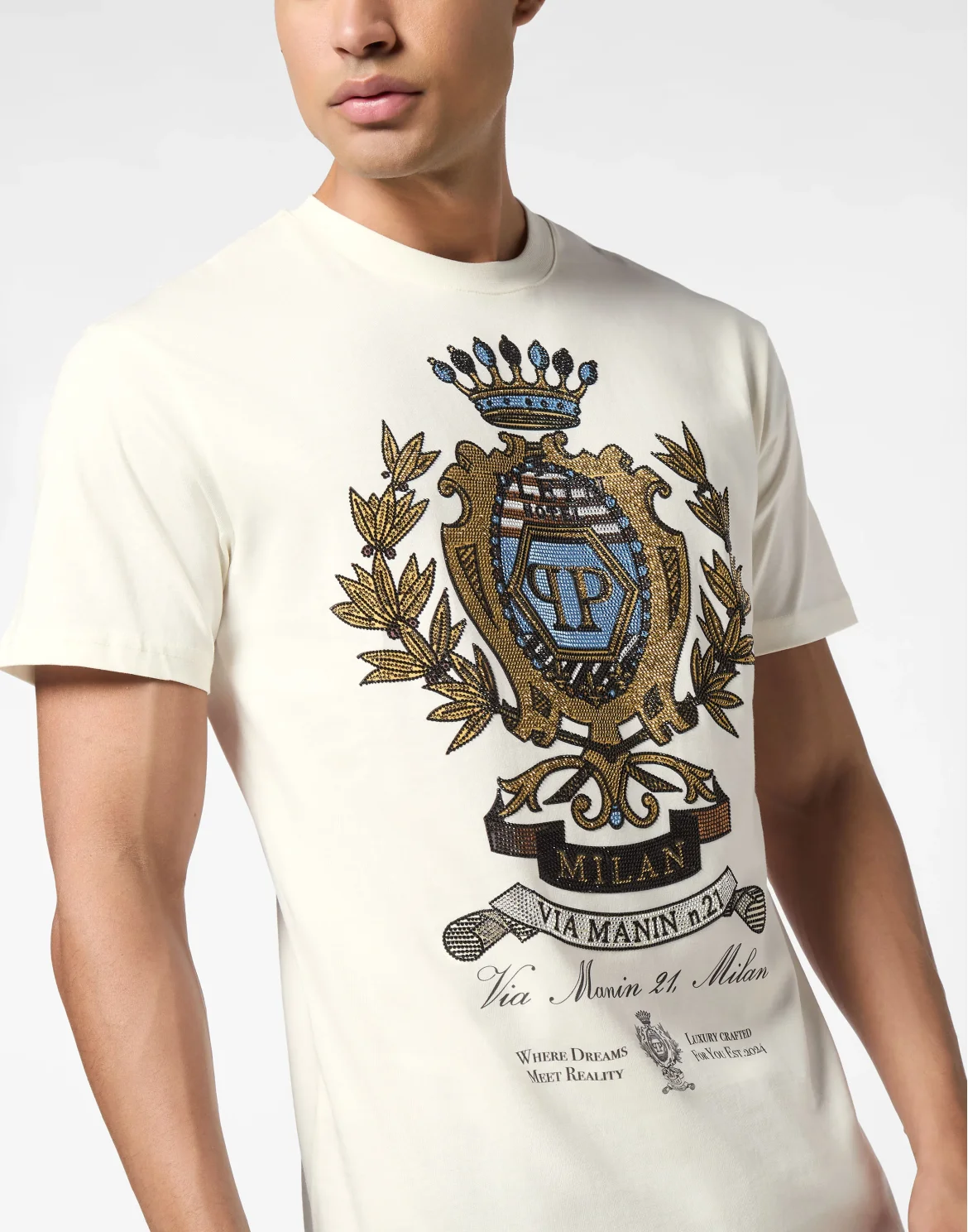 Round Neck T-Shirt Stones Crest, цвет: Бежевый
